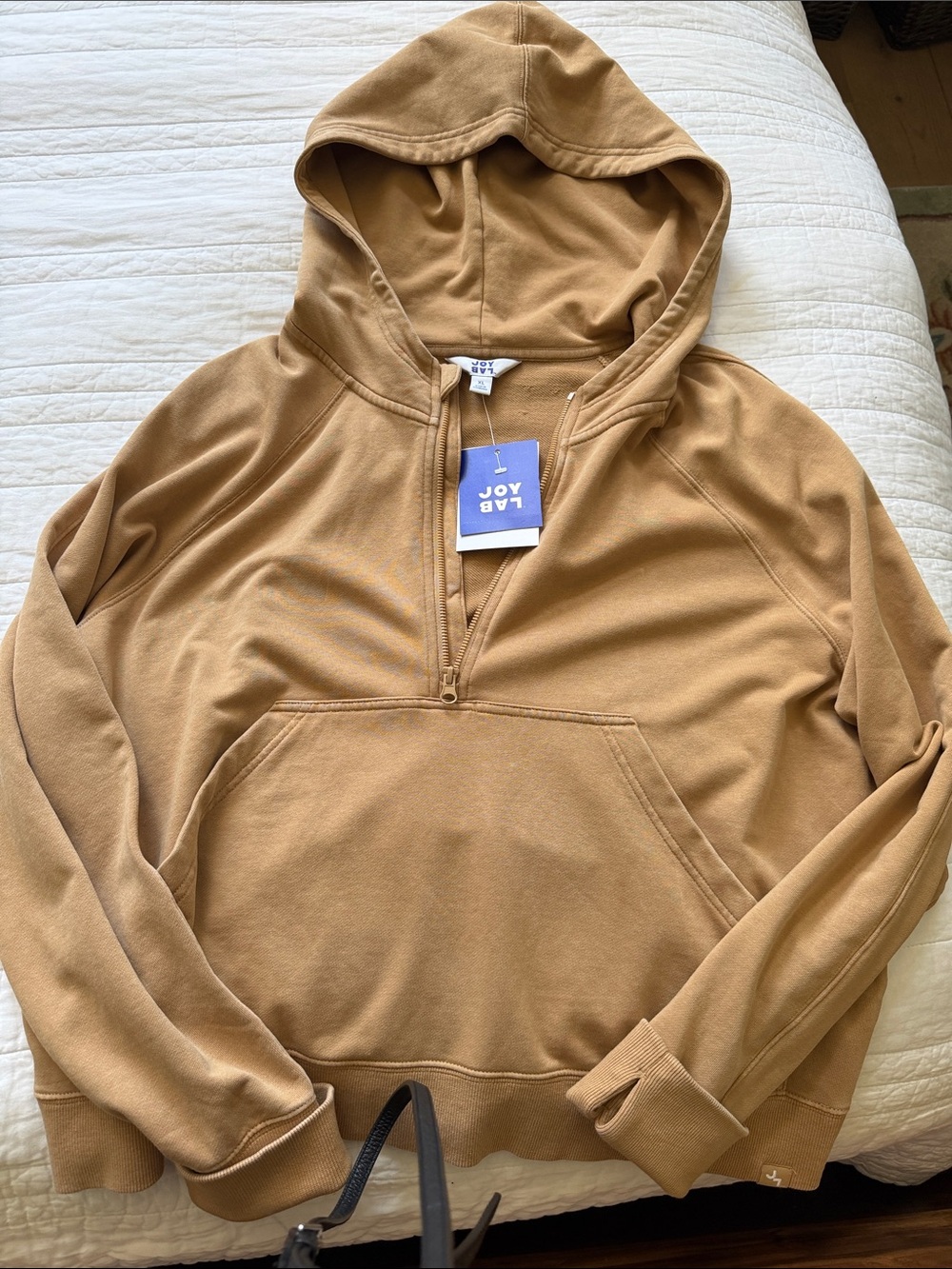 JoyLab Tan Half-Zip Hooded Pullover NWT - Picture 3 of 4